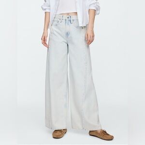 Gap Baggy Mid Rise Super Wide Leg Exposed Seams Light Wash Jeans 12/31 Skater